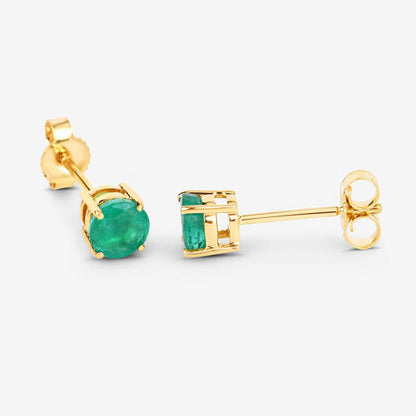 0.72 Carat Genuine Zambian Emerald 10K Yellow Gold Earrings Bids.com