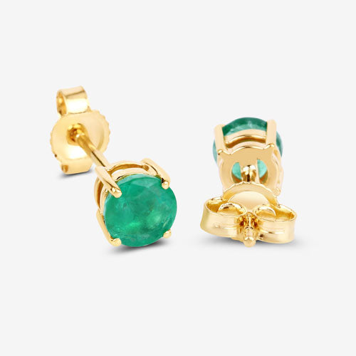 0.72 Carat Genuine Zambian Emerald 10K Yellow Gold Earrings Bids.com