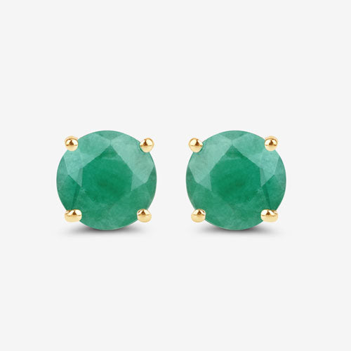 0.72 Carat Genuine Zambian Emerald 10K Yellow Gold Earrings Bids.com