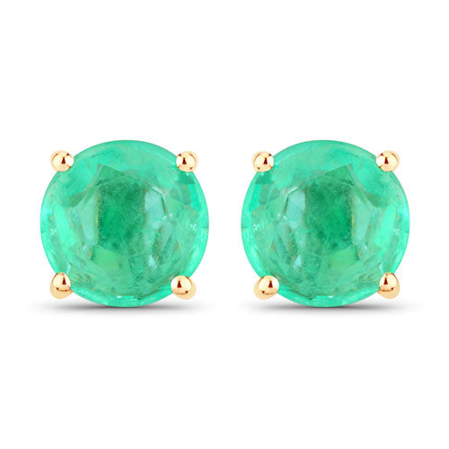 0.72 Carat Genuine Zambian Emerald 14K Yellow Gold Earrings Bids.com