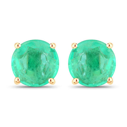 0.72 Carat Genuine Zambian Emerald 14K Yellow Gold Earrings Bids.com