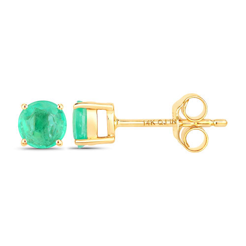 0.72 Carat Genuine Zambian Emerald 14K Yellow Gold Earrings Bids.com