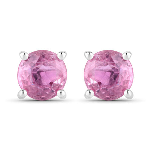 1.30 Carat Genuine Pink Sapphire 10K White Gold Earrings Bids.com