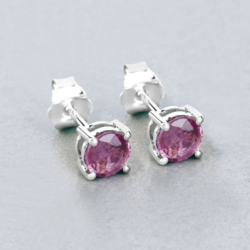 1.30 Carat Genuine Pink Sapphire 10K White Gold Earrings Bids.com