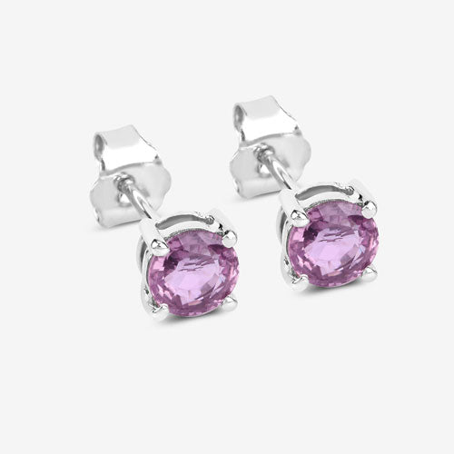 1.30 Carat Genuine Pink Sapphire 10K White Gold Earrings Bids.com
