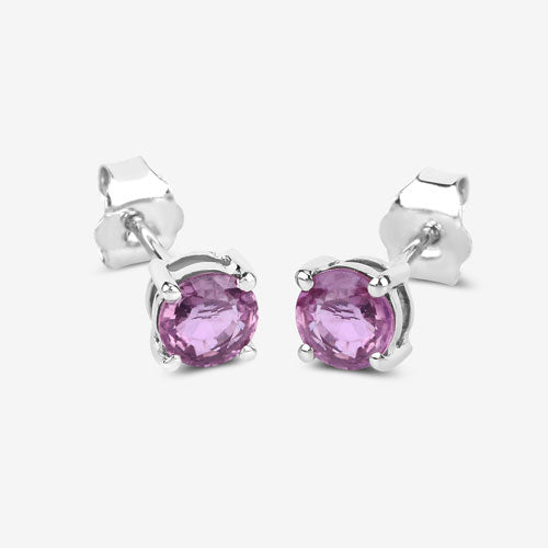 1.30 Carat Genuine Pink Sapphire 10K White Gold Earrings Bids.com