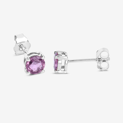1.30 Carat Genuine Pink Sapphire 10K White Gold Earrings Bids.com