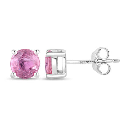 1.30 Carat Genuine Pink Sapphire 10K White Gold Earrings Bids.com