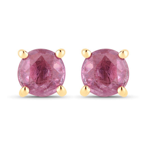 1.30 Carat Genuine Pink Sapphire 10K Yellow Gold Earrings Bids.com