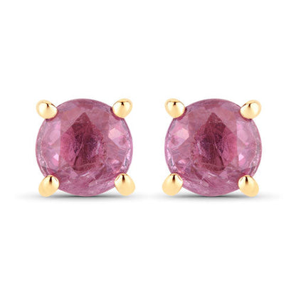 1.30 Carat Genuine Pink Sapphire 10K Yellow Gold Earrings Bids.com