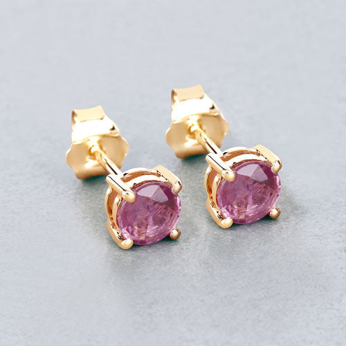 1.30 Carat Genuine Pink Sapphire 10K Yellow Gold Earrings Bids.com
