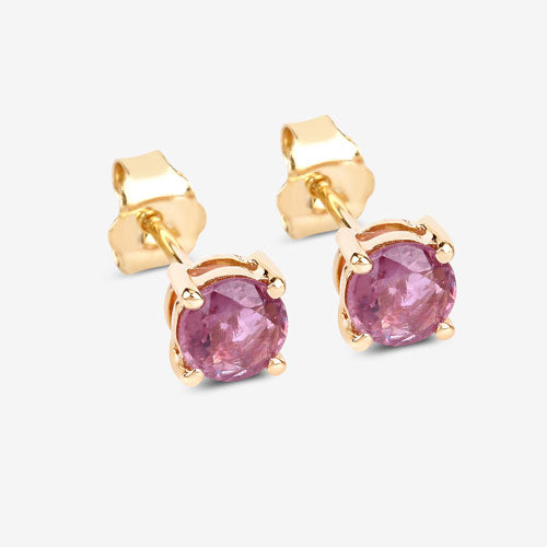 1.30 Carat Genuine Pink Sapphire 10K Yellow Gold Earrings Bids.com