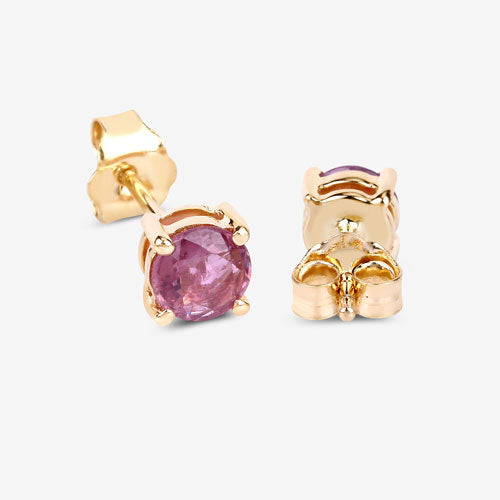 1.30 Carat Genuine Pink Sapphire 10K Yellow Gold Earrings Bids.com