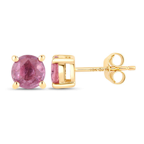 1.30 Carat Genuine Pink Sapphire 10K Yellow Gold Earrings Bids.com