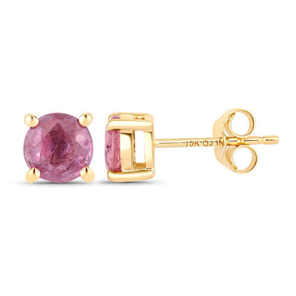 1.30 Carat Genuine Pink Sapphire 10K Yellow Gold Earrings Bids.com