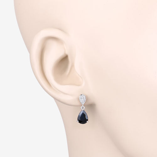 2.76 Carat Genuine Blue Sapphire and White Diamond 10K White Gold Earrings Bids.com