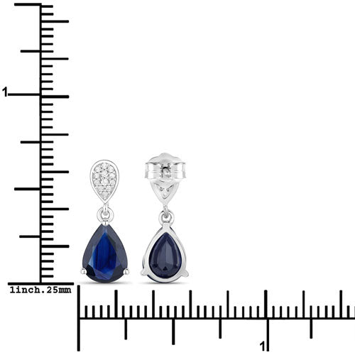 2.76 Carat Genuine Blue Sapphire and White Diamond 10K White Gold Earrings Bids.com