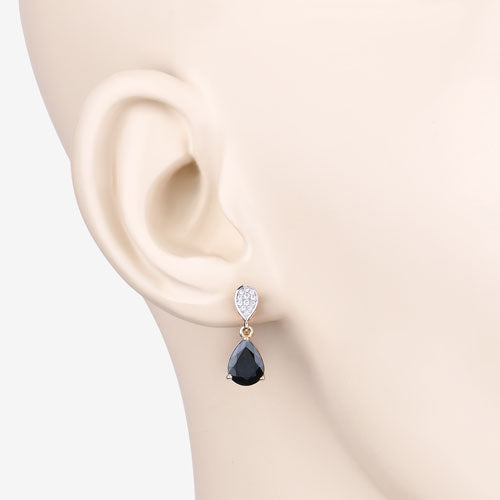 2.76 Carat Genuine Blue Sapphire and White Diamond 10K Yellow Gold Earrings Bids.com