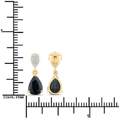 2.76 Carat Genuine Blue Sapphire and White Diamond 10K Yellow Gold Earrings Bids.com