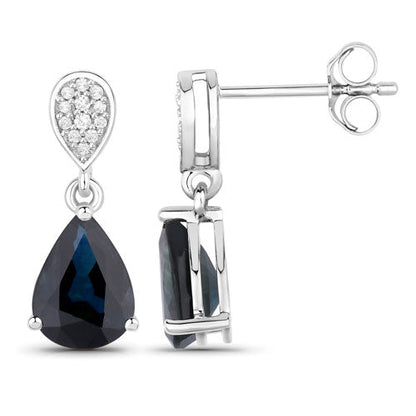 2.76 Carat Genuine Blue Sapphire and White Diamond 14K White Gold Earrings Bids.com