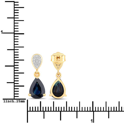 2.76 Carat Genuine Blue Sapphire and White Diamond 14K Yellow Gold Earrings Bids.com