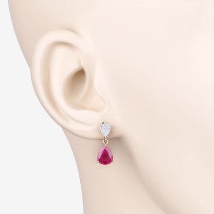2.46 Carat Genuine Ruby and White Diamond 10K Yellow Gold Earrings Bids.com