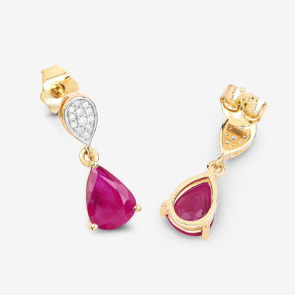 2.46 Carat Genuine Ruby and White Diamond 10K Yellow Gold Earrings Bids.com