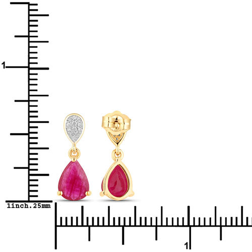 2.46 Carat Genuine Ruby and White Diamond 10K Yellow Gold Earrings Bids.com