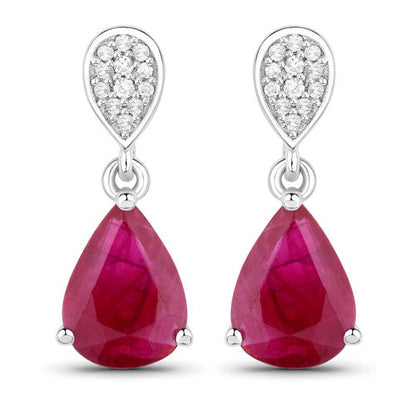 2.46 Carat Genuine Ruby and White Diamond 14K White Gold Earrings Bids.com