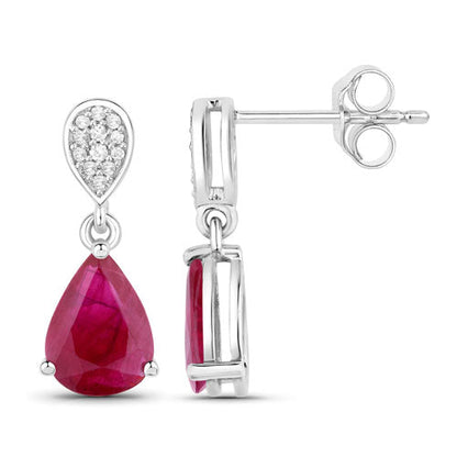 2.46 Carat Genuine Ruby and White Diamond 14K White Gold Earrings Bids.com