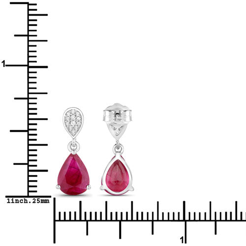 2.46 Carat Genuine Ruby and White Diamond 14K White Gold Earrings Bids.com