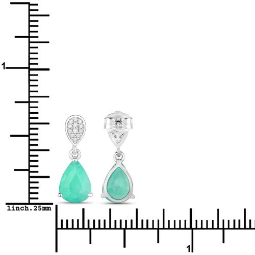 2.28 Carat Genuine Zambian Emerald and White Diamond 10K White Gold Earrings Bids.com