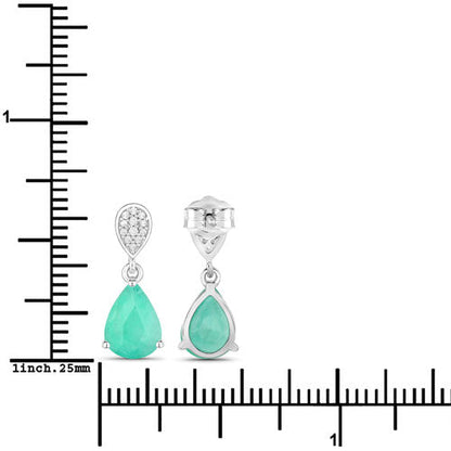 2.28 Carat Genuine Zambian Emerald and White Diamond 10K White Gold Earrings Bids.com