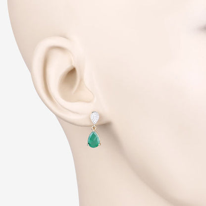 2.28 Carat Genuine Zambian Emerald and White Diamond 10K Yellow Gold Earrings Bids.com