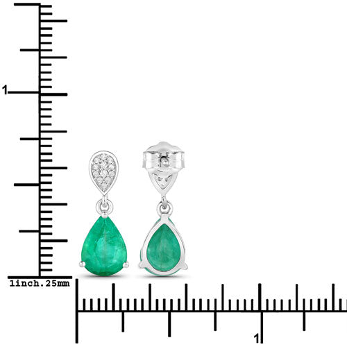 2.28 Carat Genuine Zambian Emerald and White Diamond 14K White Gold Earrings Bids.com