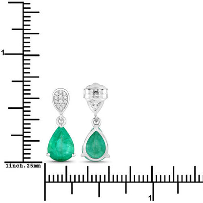 2.28 Carat Genuine Zambian Emerald and White Diamond 14K White Gold Earrings Bids.com