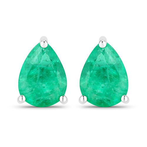 0.70 Carat Genuine Zambian Emerald 14K White Gold Earrings Bids.com