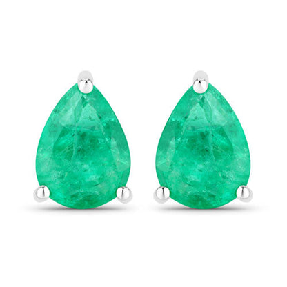 0.70 Carat Genuine Zambian Emerald 14K White Gold Earrings Bids.com