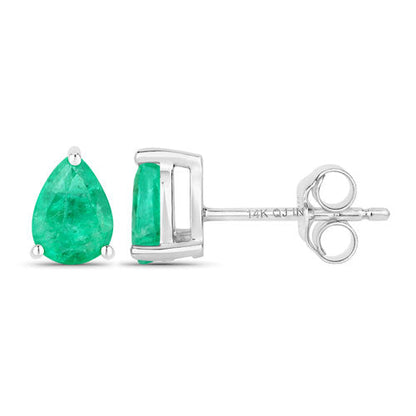0.70 Carat Genuine Zambian Emerald 14K White Gold Earrings Bids.com