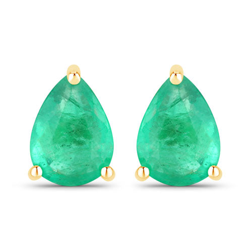 0.70 Carat Genuine Zambian Emerald 14K Yellow Gold Earrings Bids.com