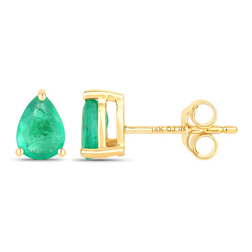0.70 Carat Genuine Zambian Emerald 14K Yellow Gold Earrings Bids.com