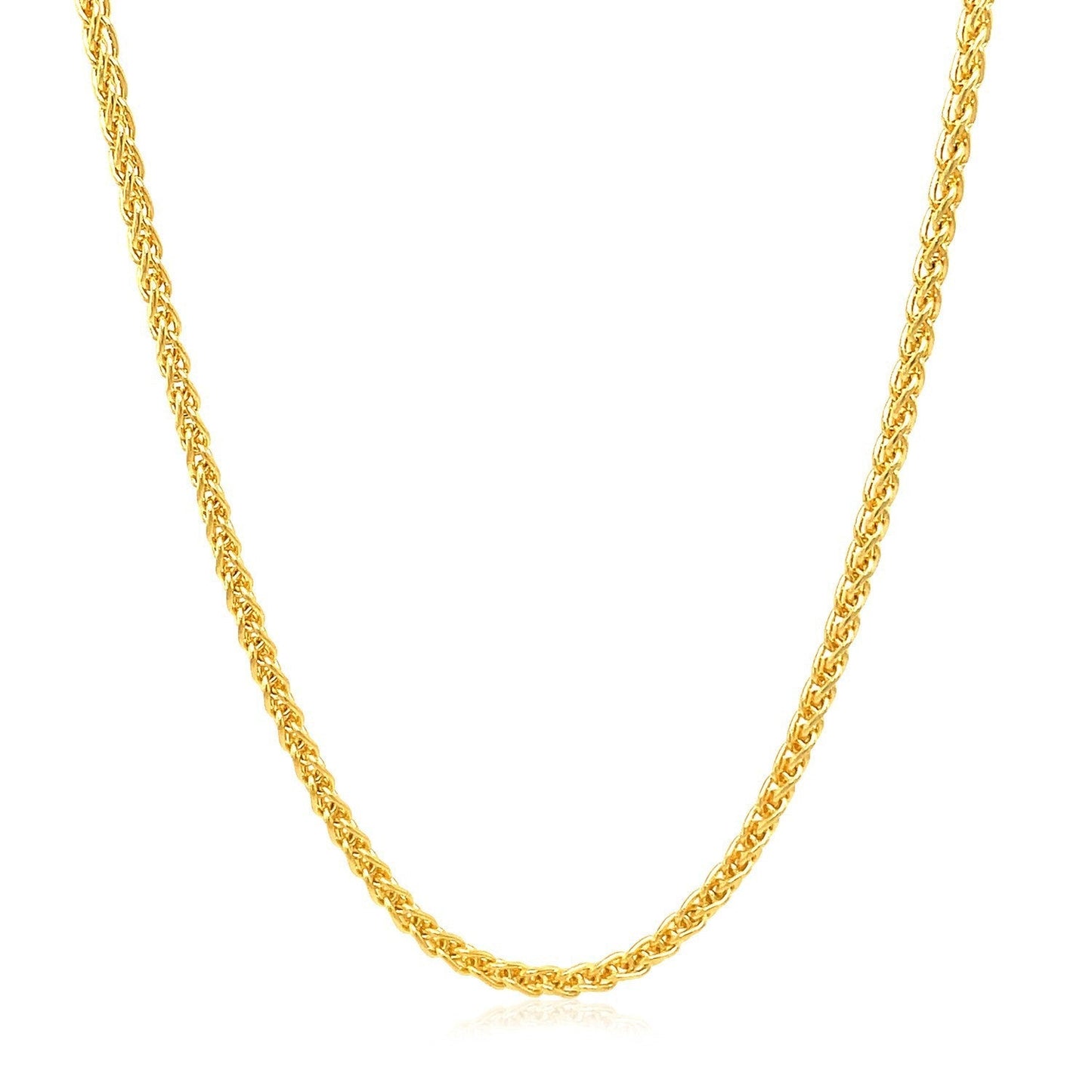 2.1mm 14k Yellow Gold Round Wheat Chain Bids.com