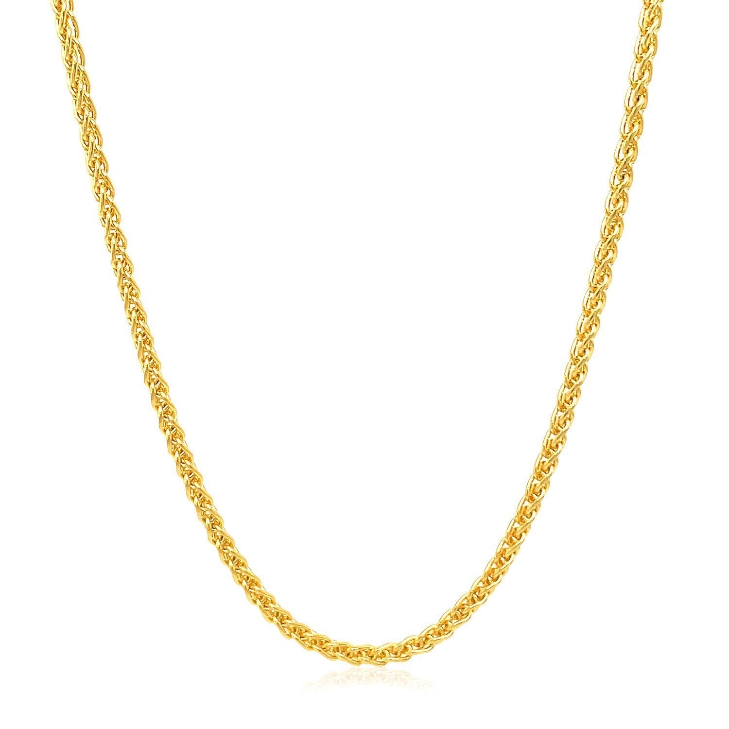 2.1mm 14k Yellow Gold Round Wheat Chain Bids.com