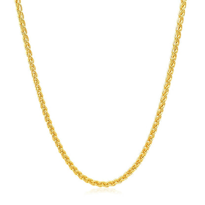 2.1mm 14k Yellow Gold Round Wheat Chain Bids.com