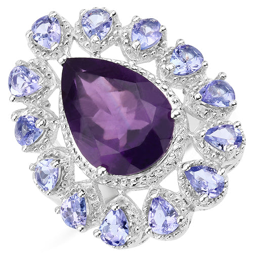5.82 Carat Genuine Amethyst and Tanzanite .925 Sterling Silver Ring Bids.com