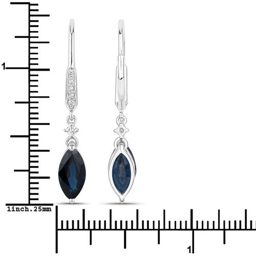 2.73 Carat Genuine Blue Sapphire and White Diamond 14K White Gold Earrings Bids.com
