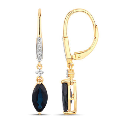 2.73 Carat Genuine Blue Sapphire and White Diamond 14K Yellow Gold Earrings Bids.com