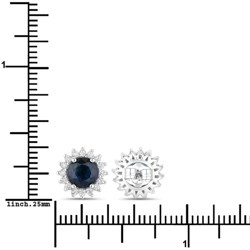 2.38 Carat Genuine Blue Sapphire and White Diamond 14K White Gold Earrings Bids.com