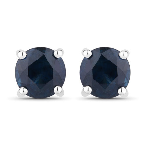 1.30 Carat Genuine Blue Sapphire 14K White Gold Earrings Bids.com