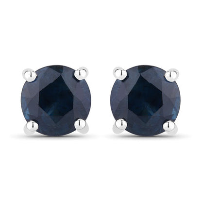 1.30 Carat Genuine Blue Sapphire 14K White Gold Earrings Bids.com